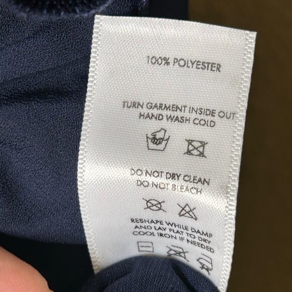 Lucy in the Sky Dress Size M Chiffon Ruffle Navy Knee Length Slit Party Wedding - Picture 5 of 7